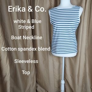 Erika & co. White striped cotton tank top size M